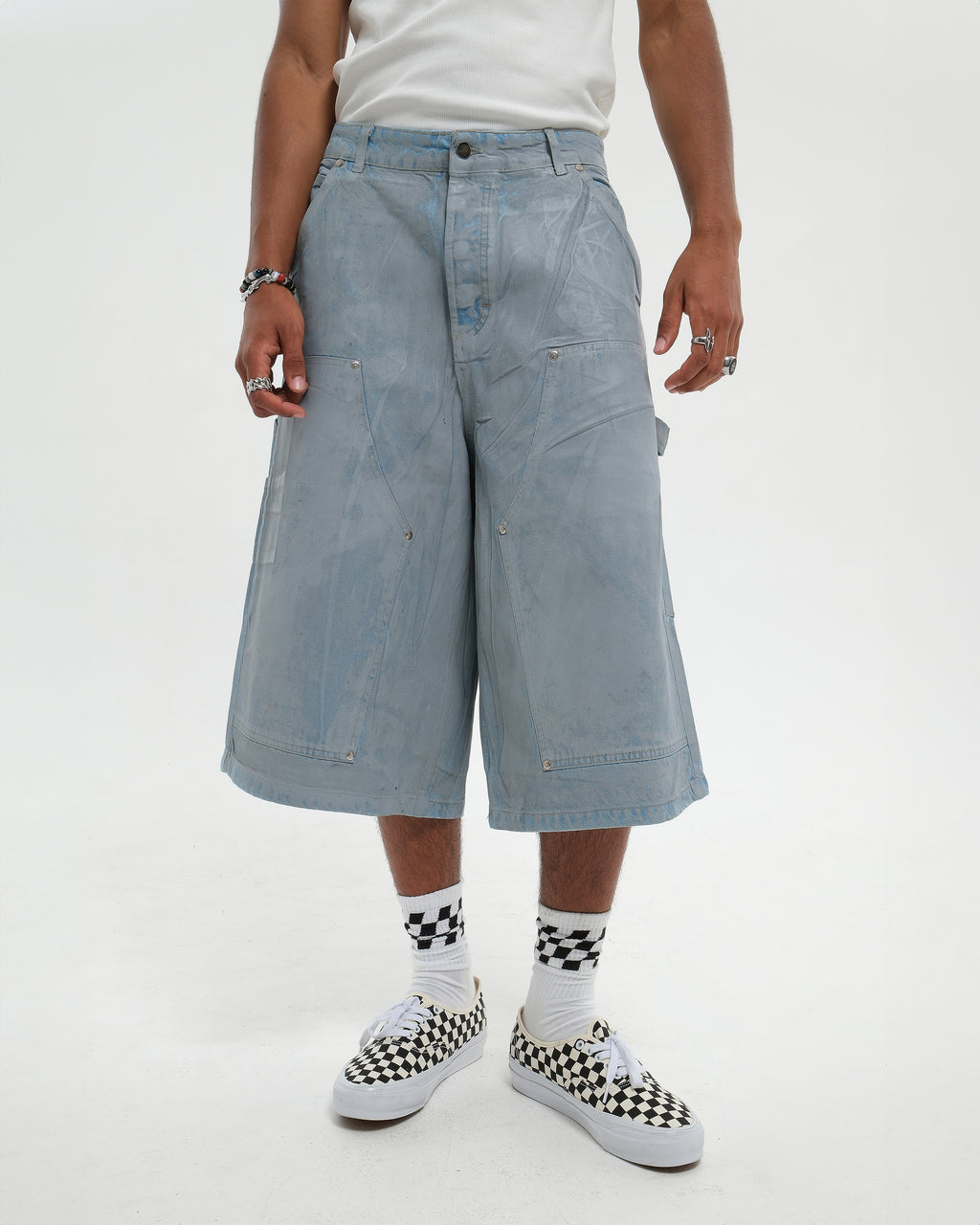 VARNISH WASH GREY DENIM JORTS
