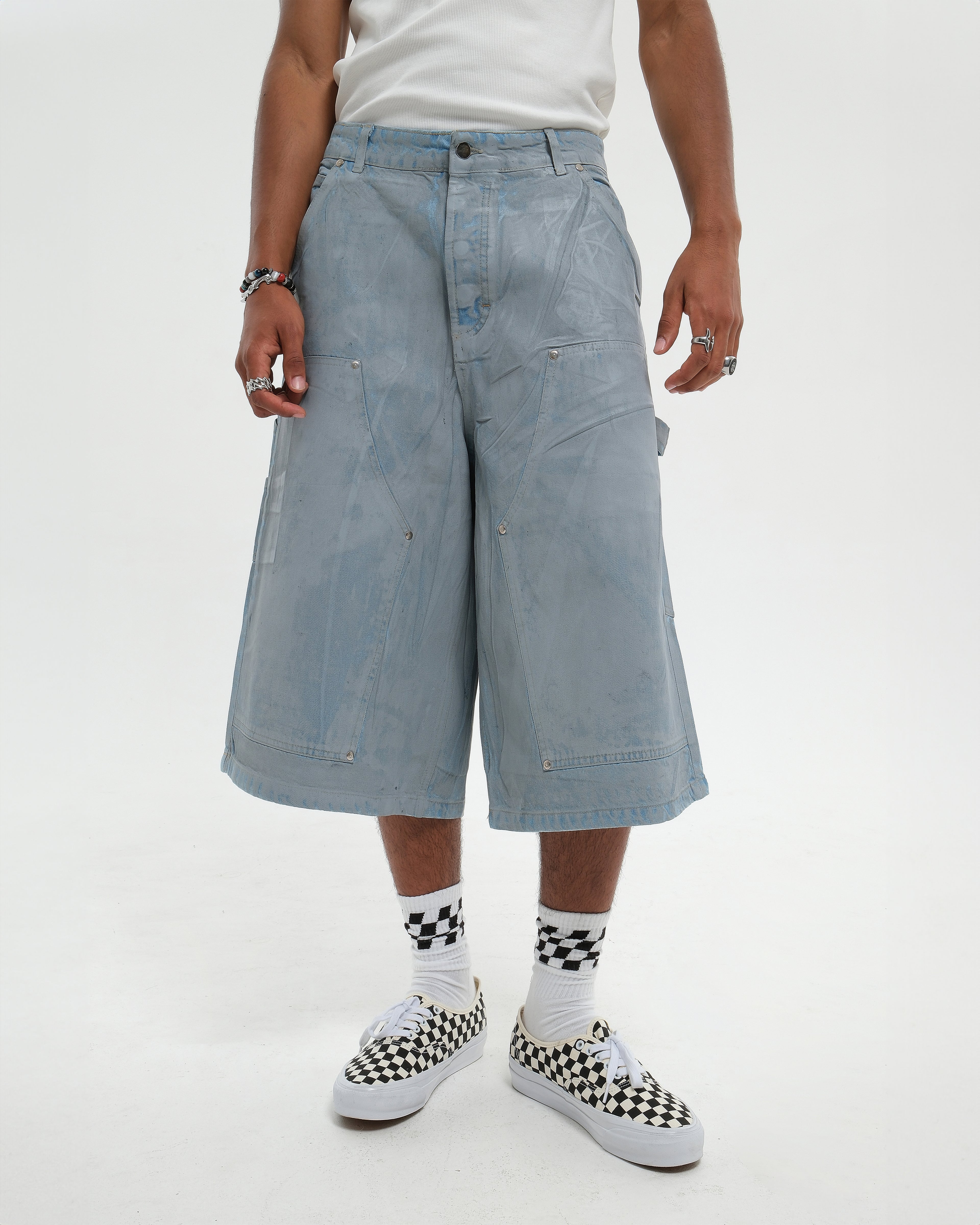 VARNISH WASH GREY DENIM JORTS