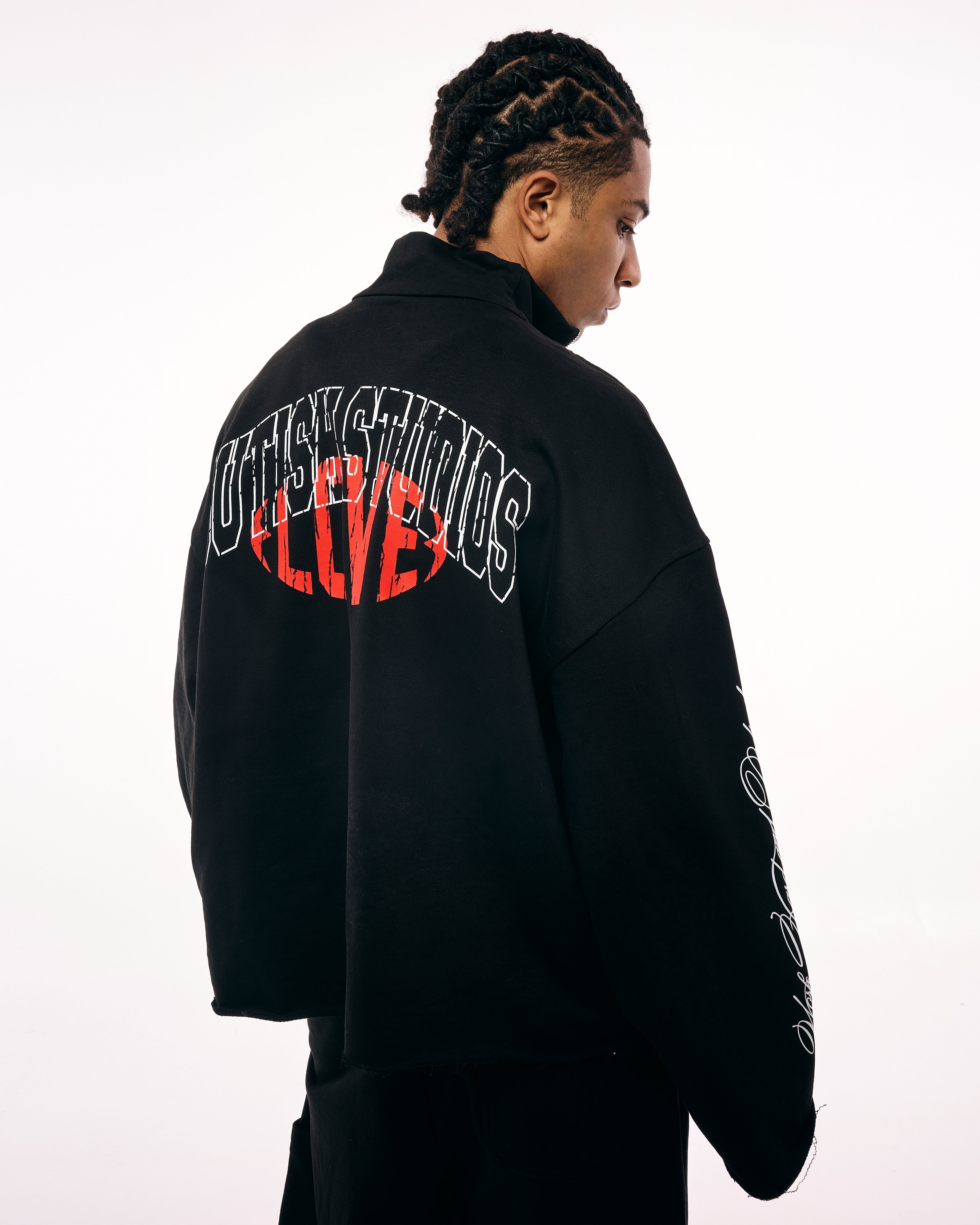 LOVE QUARTER-ZIP BLACK HOODIE