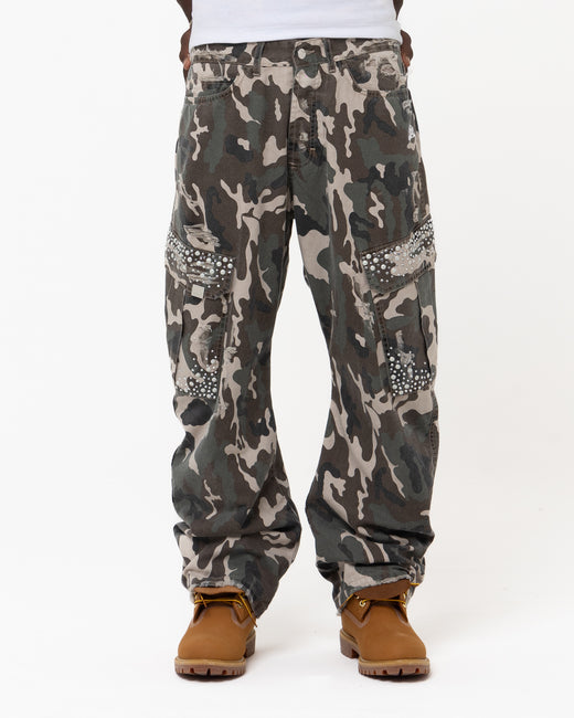 RHINESTONE CAMO CARGO