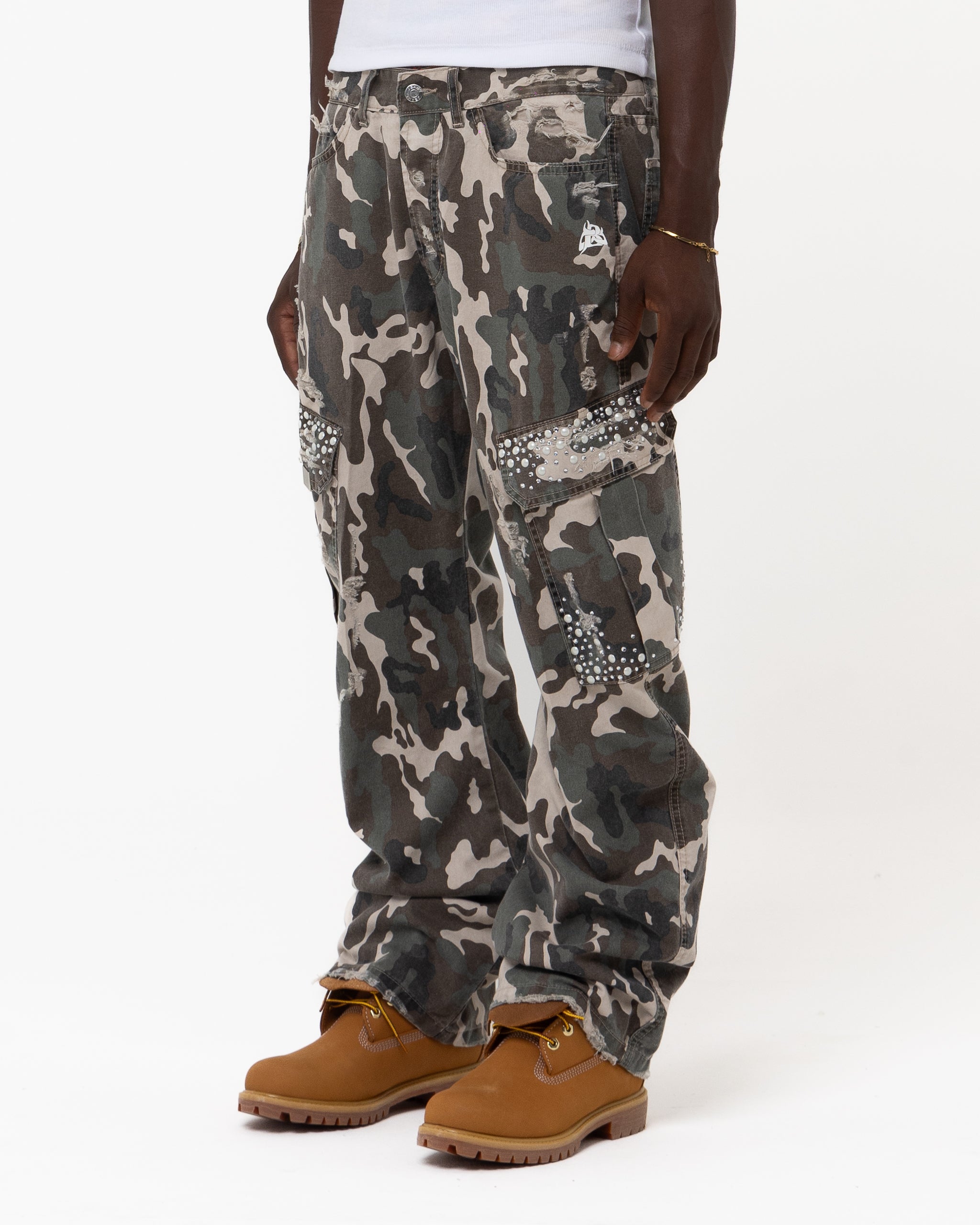 RHINESTONE CAMO CARGO