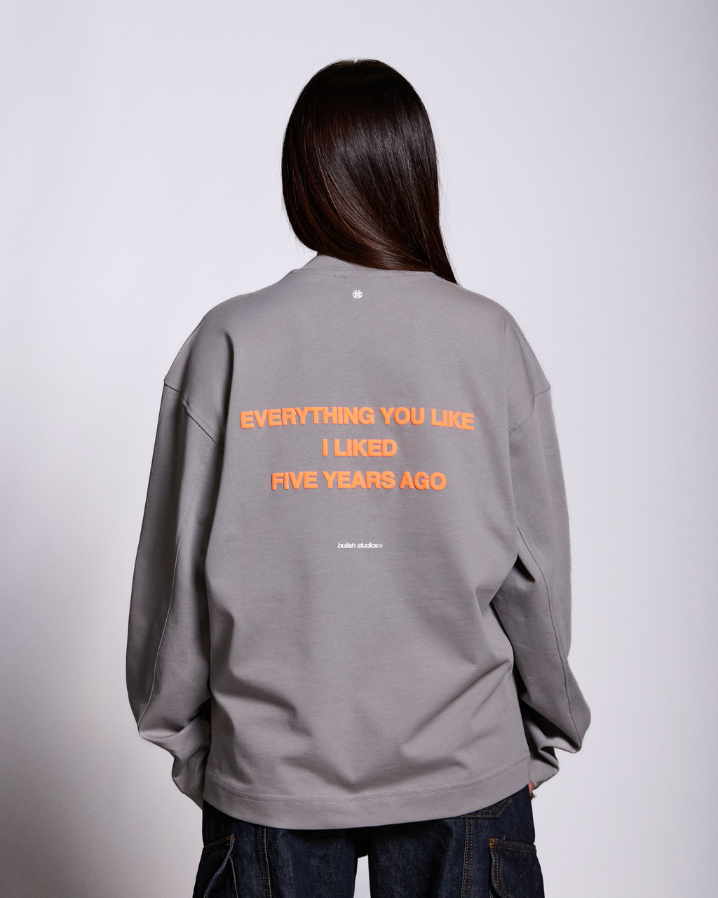 Butish felpa oversize cotone nera cappuccio polsini orlo