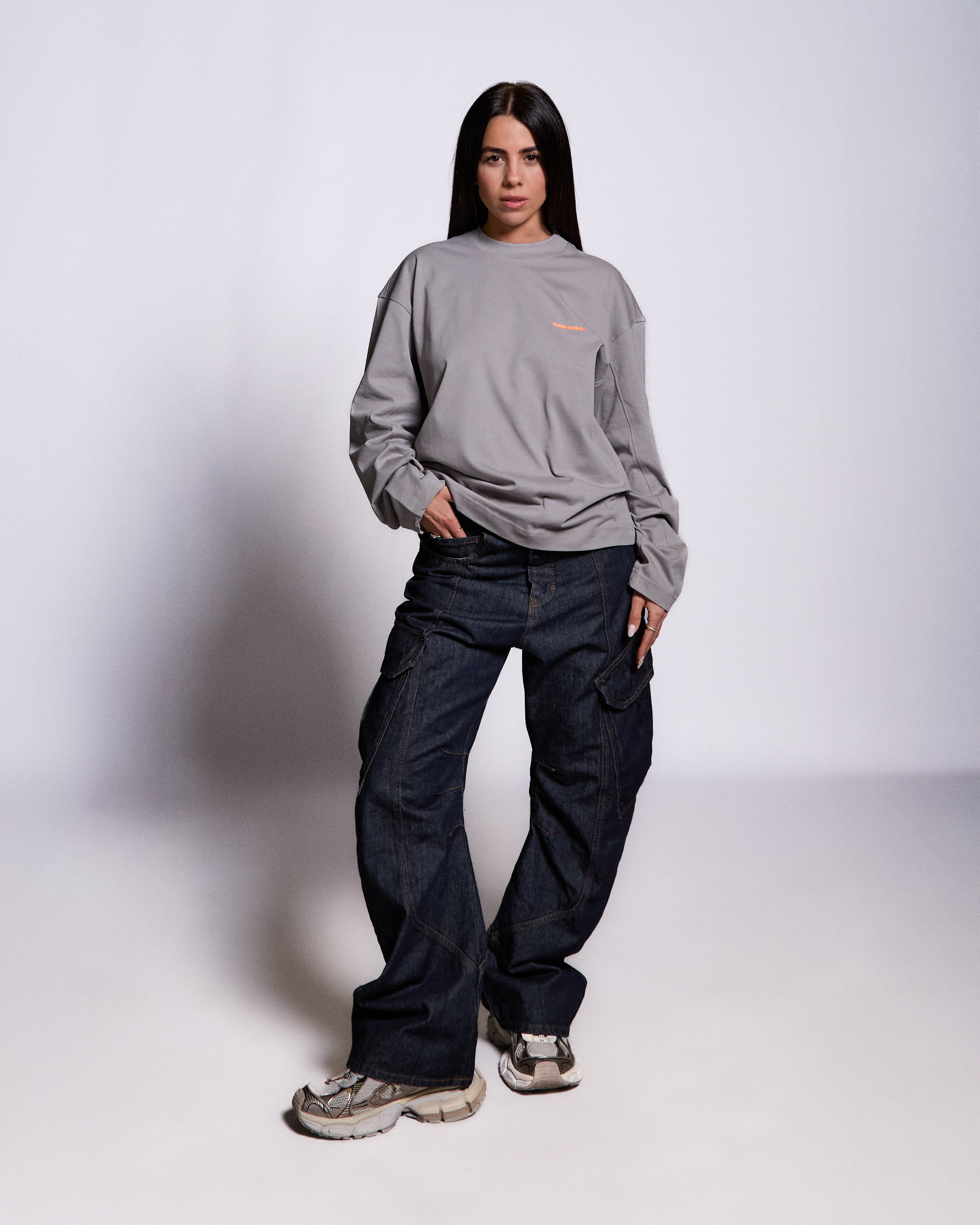 Butish Completo Felpa Oversize Grigio Chiaro Cotone Felpato Cappuccio