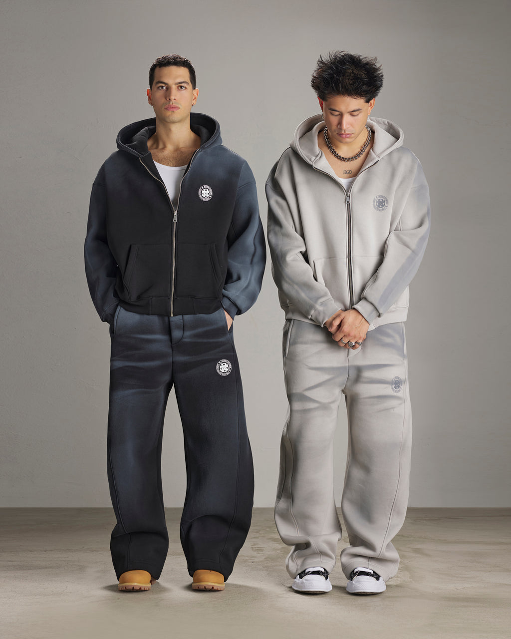 Butish felpa girocollo oversize cotone felpato verde stampa manica