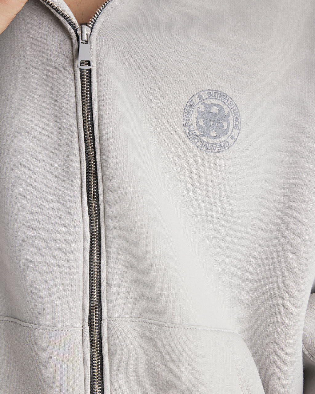 Butish felpa oversize cotone grigia cappuccio felpato tasca manica