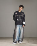 Butish Felpa Oversize Cappuccio Cotone Nera Felpato Coulisse Polsini