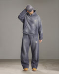 Butish completo oversize felpa cotone grigio stampa maniche