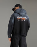 Butish felpa oversize felpata cappuccio tascone nero coulisse