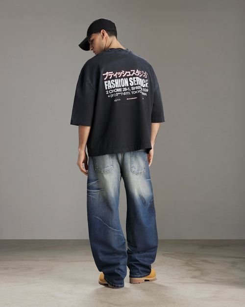 Butish felpa oversize cotone nero cappuccio zip polsini tasconi