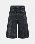 DOUBLE RAW DENIM JORTS