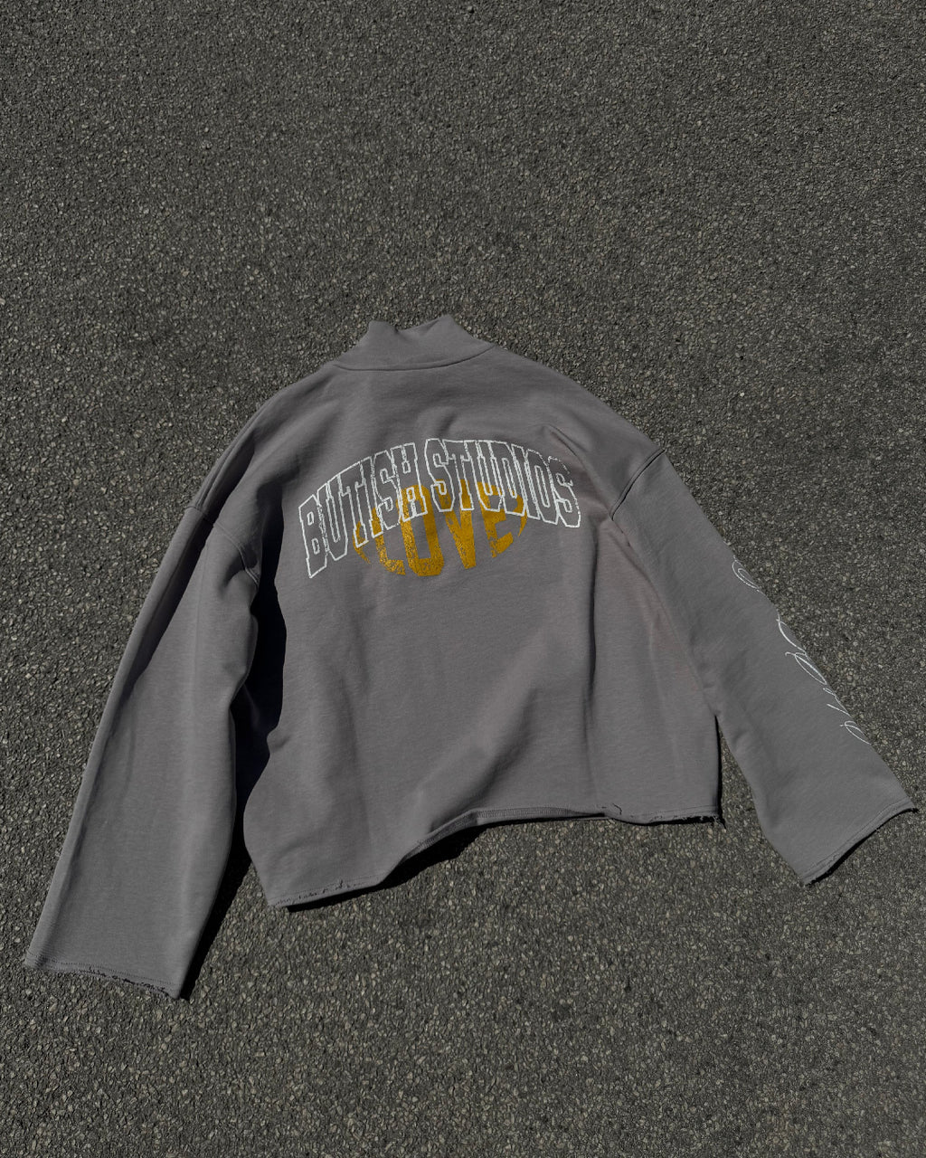 Butish completo oversize felpato grigio cappuccio zip tasconi