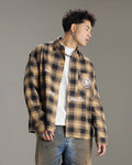 Butish camicia flanella oversize tasche manica lunga quadri rossi