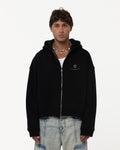 Butish felpa oversize cotone nera cappuccio polsini vita elasticizzata
