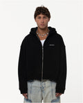 Butish Felpa Oversize Cappuccio Cotone Nera Stampa Orlo Polsini