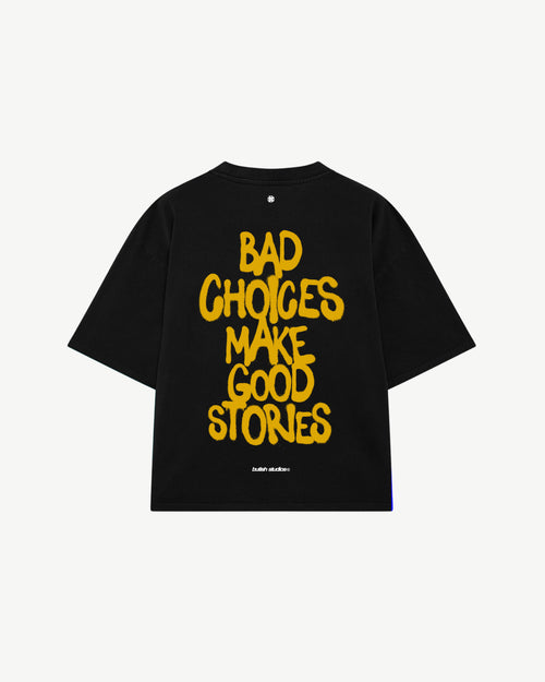 Butish T-shirt oversize cotone stampa nera girocollo manica