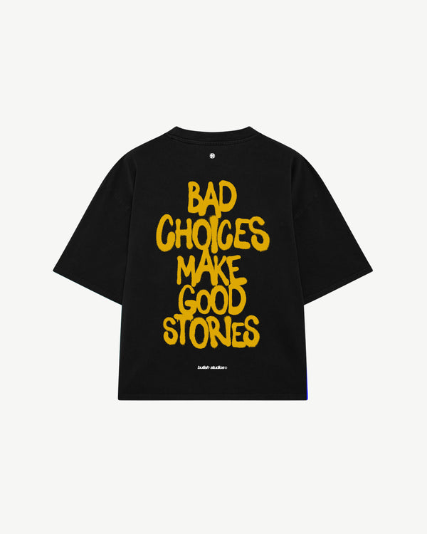 Butish T-shirt oversize cotone stampa nera girocollo manica