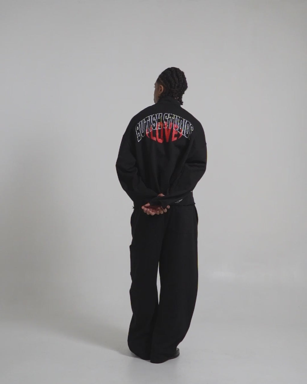 LOVE QUARTER-ZIP BLACK HOODIE