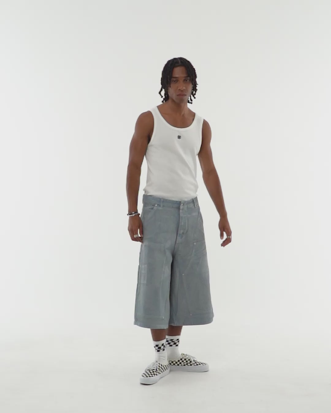 VARNISH WASH GREY DENIM JORTS